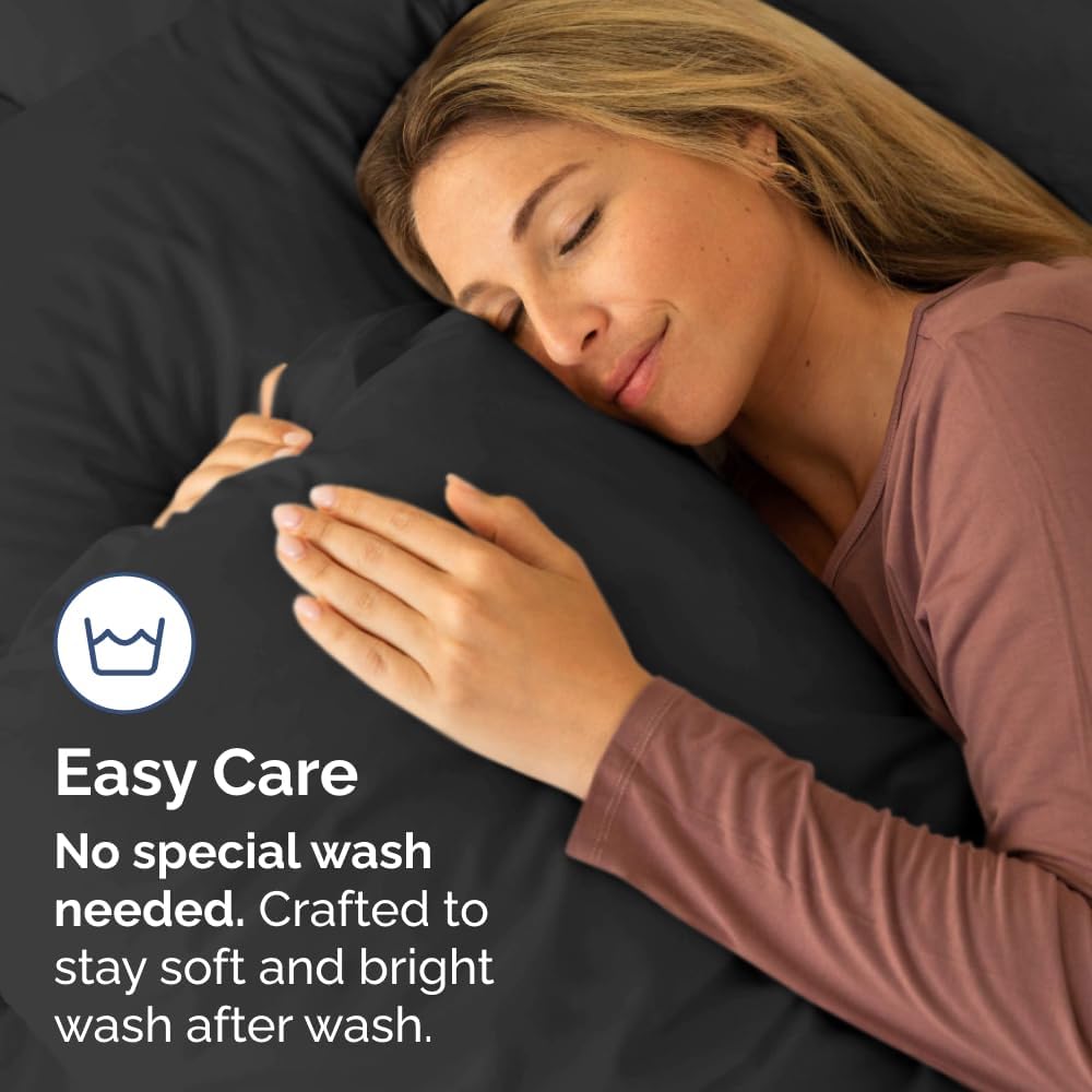 Queen Pillow Cases by [Brand Name] - Ultra Soft Hotel Quality Covers | Wrinkle-Free & Fade Resistant - 4 Piece Set in Black