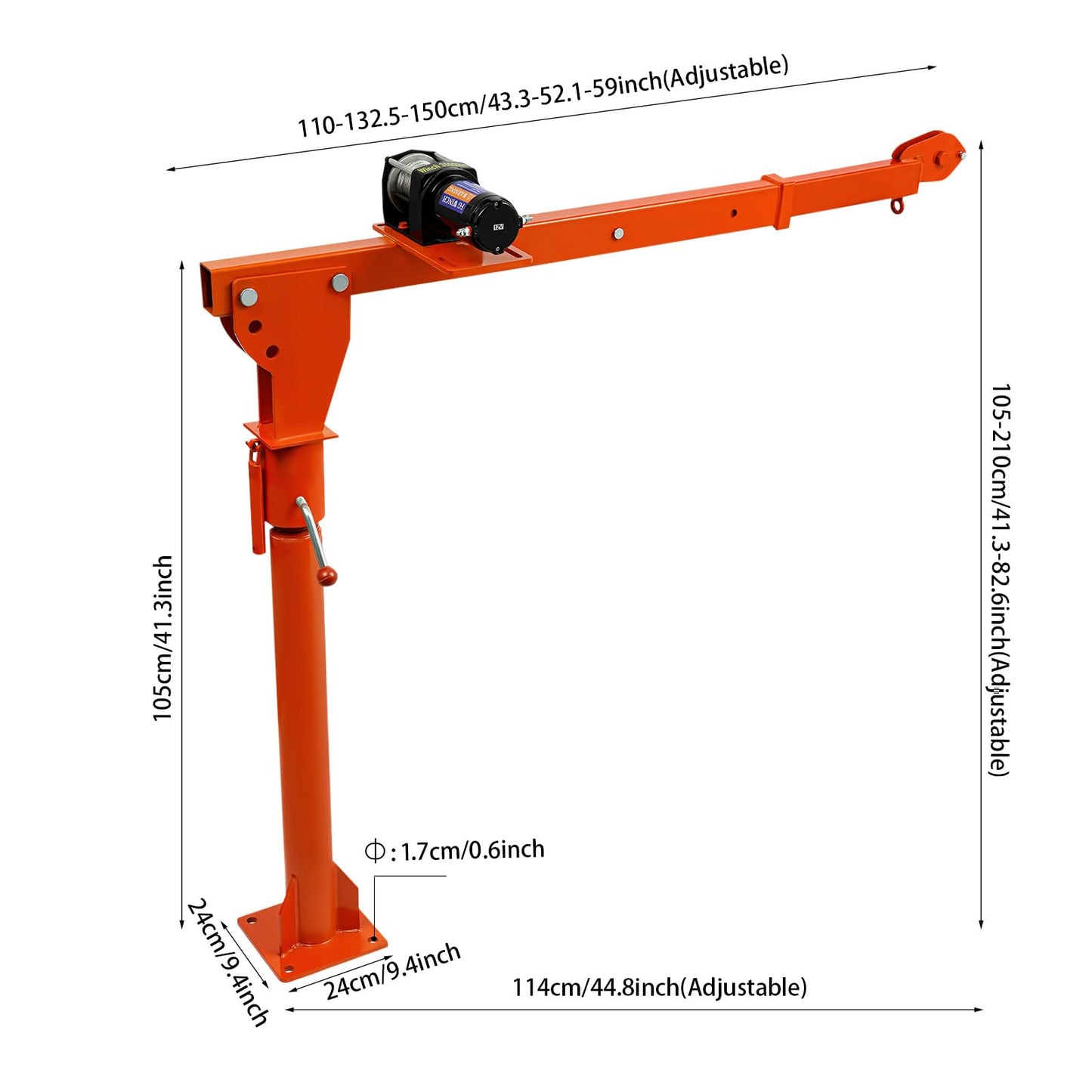 1100LB Truck-Mounted Crane Hoist, 360° Swivel Hoist Lift with 12V Electric Winch Pickup Truck Jib Cranes