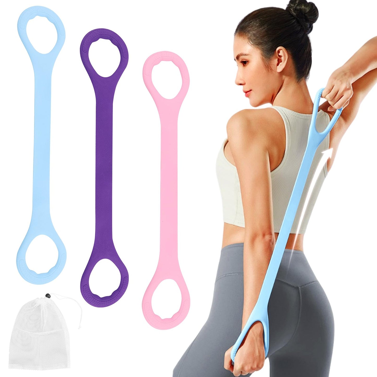 Figure 8 Fitness Resistance Band, 3pcs Arm Back Shoulder Exercise Bands Training Elastic Ropes for Working Out, Exercise Equipment for Physical Therapy,Yoga,Pilates, Stretching