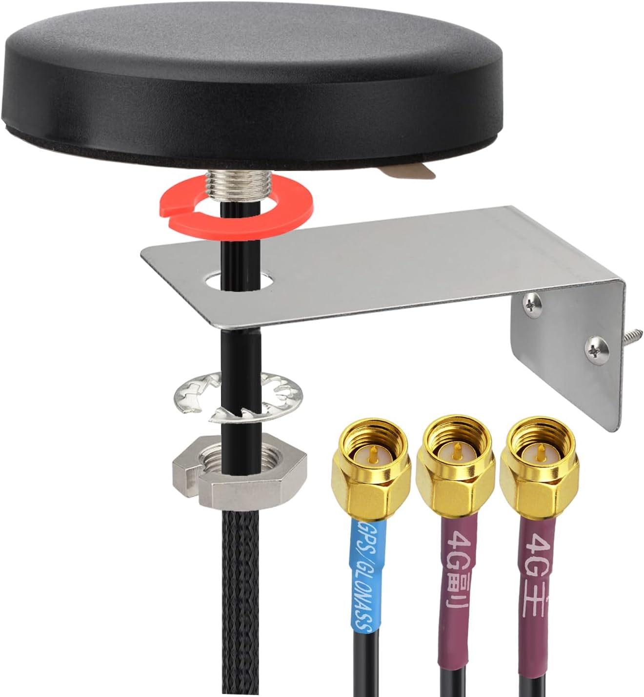 Superbat 4G 4G LTE Cellular GPS Combined Antenna Fixed Bracket Wall Mounting SMA Male MIMO Antenna Compatible with LTE