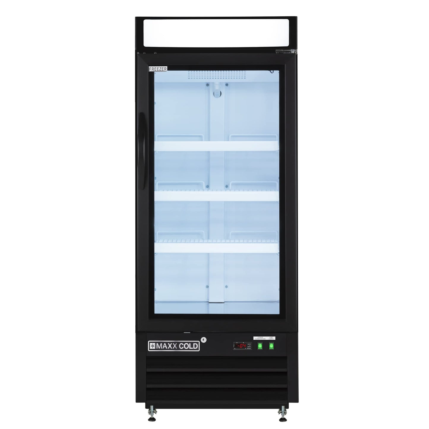 Maxx Cold MXM1-12FBHC 25-Inch-Wide Glass Door Merchandiser Freezer, Free Standing with 12 Cu. Ft. Storage - Black