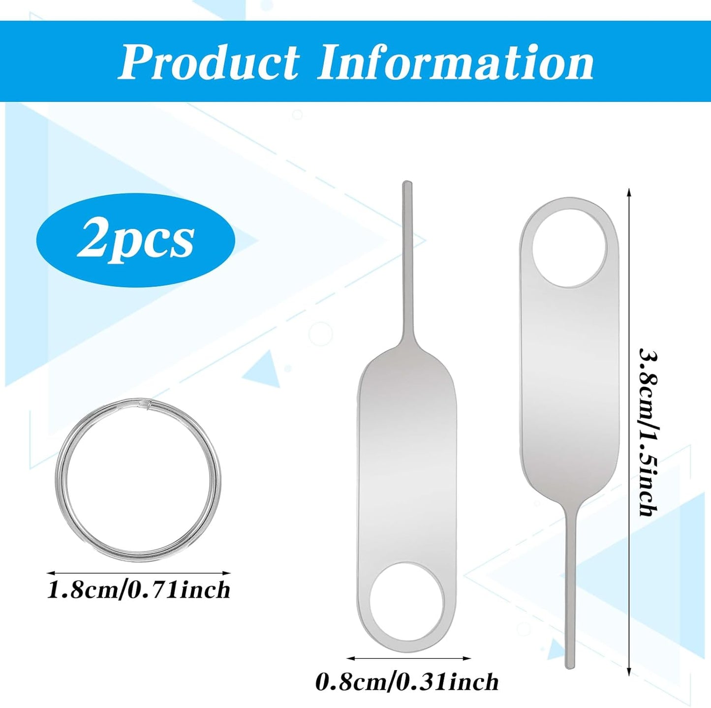 Apojgitn 2Pack Universal Sim Card Tray Removal Tool, SD Removal Opening Tool with A Key Ring Ring Compatible with Most