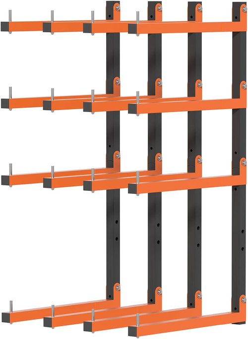 Lumber Storage Rack - Heavy Duty Metal 8-Level Wall Mount | 32-Inch Garage Organizer