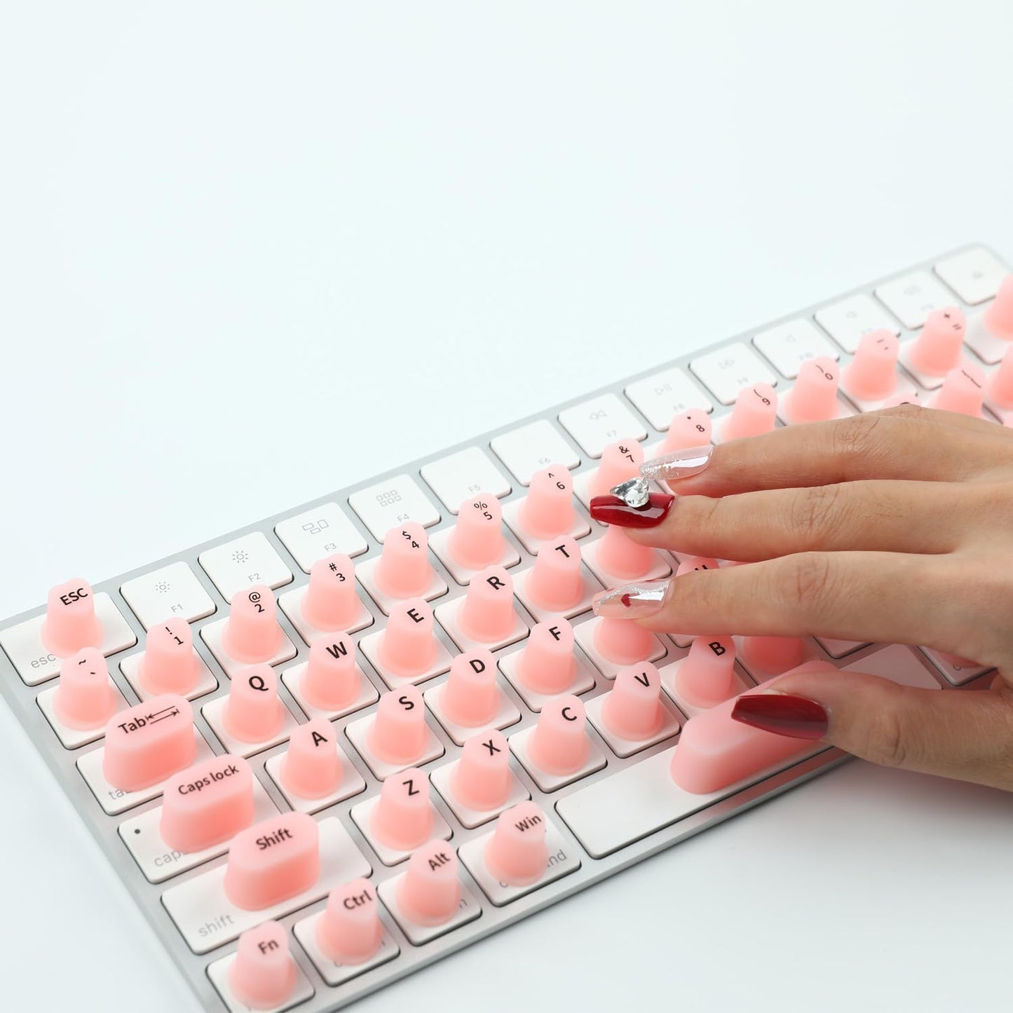 Allinside 70 Raised Silicone Keyboard Stickers for Long Nails, Reusable Self-Adhesive Key Stickers for Comfortable