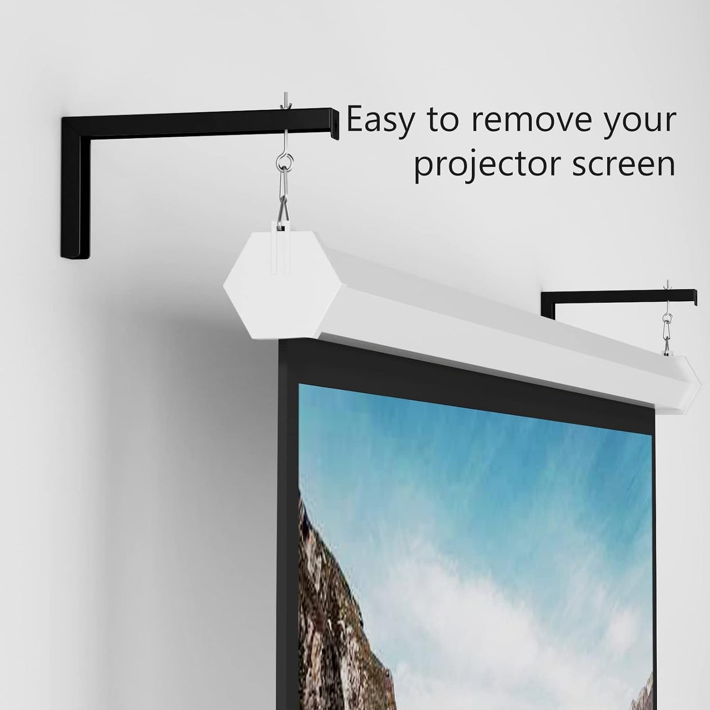 12 inch 80 lbs (PSM001XL-B), WALI Universal Projector Screen Ceiling Mount, Wall Hanging Mount L-Brackets, Adjustable