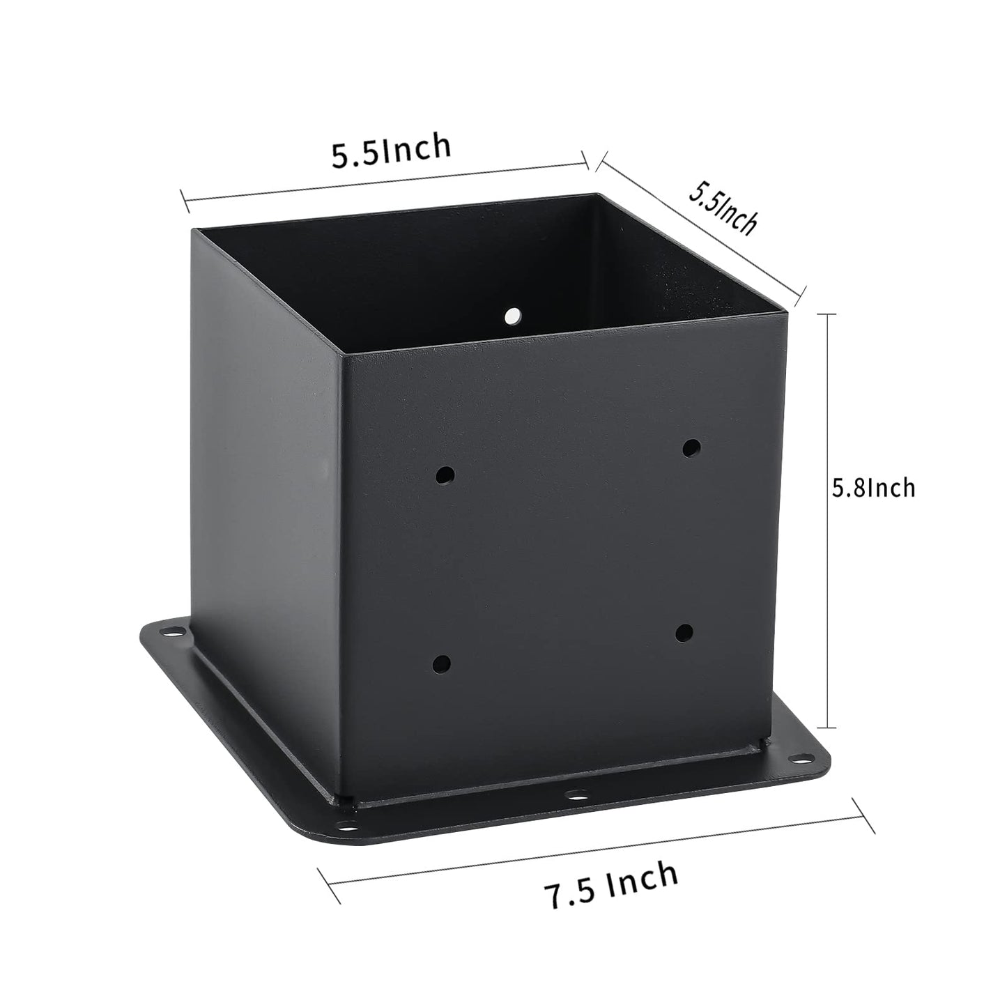 AXWHYS 6x6 Post Base 8 Pcs, (Inner Size 5.6x5.6) Post Anchors, 13GA Thick Solid Steel & Black Powder Coated,Deck Post Brackets Support Deck Base Plate Pergola Brackets Fence Kit