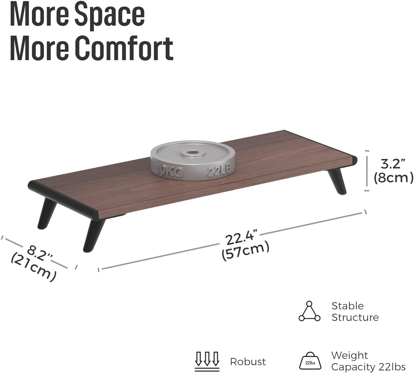 22.4" 8.3" loukin Monitor Stand Riser for Desk, x Larger Computer Stand for Laptop, PC, Printer, Sturdy Desktop