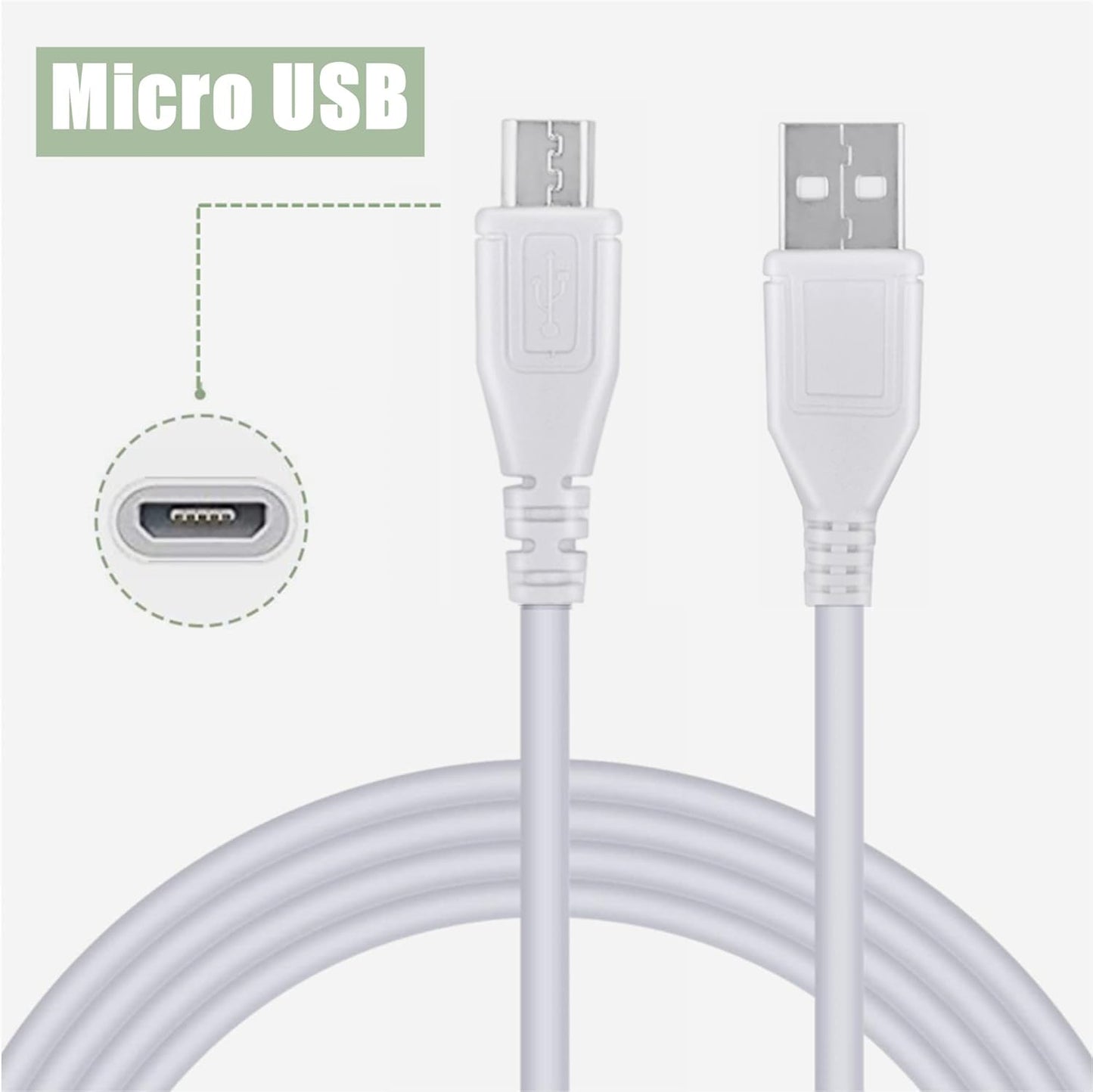 3.3ft S-100 White Micro USB Power Charging Cord Cable Lead Replacement for Sound Oasis White Noise Machine & Speaker