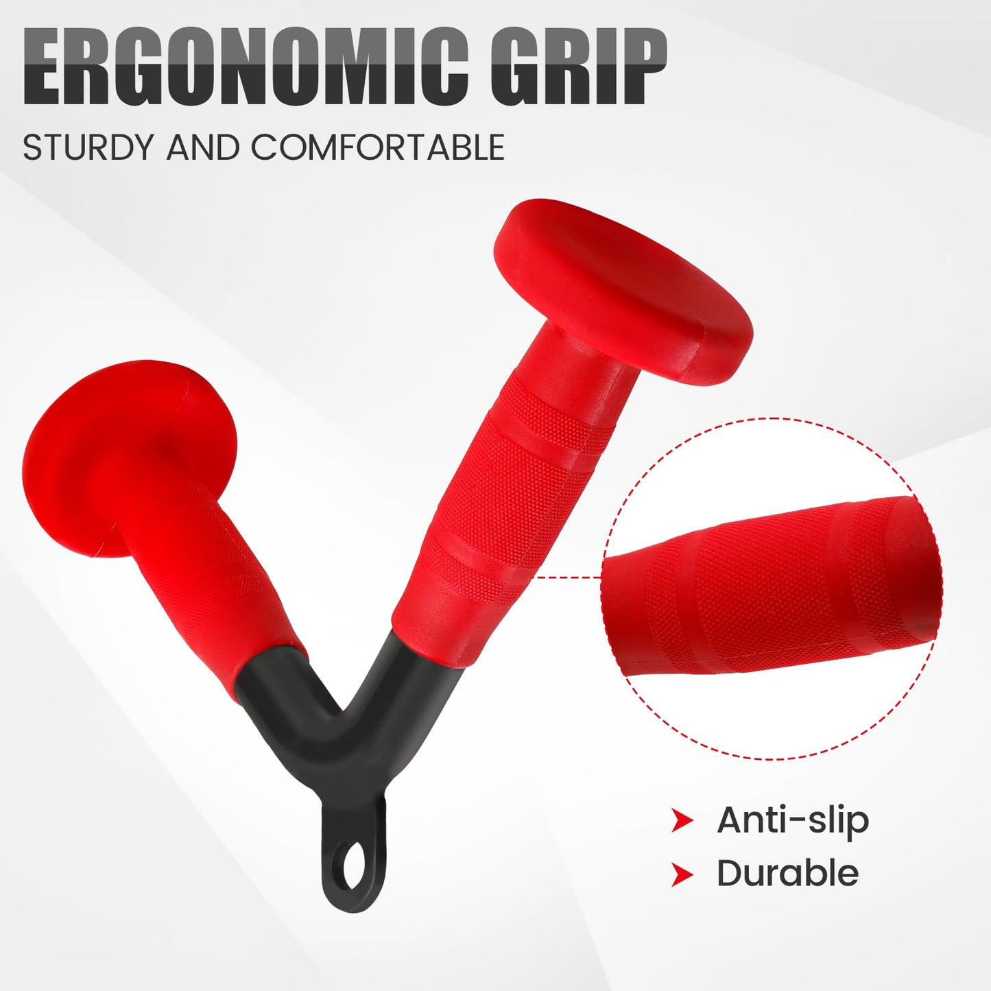E.T.ENERGIC V-Shaped Bar with PU Grip, Environmentally Odorless, V Bar LAT Pull Down Cable Machine Attachment for Weight Workout Tricep Pull Down Attachment for Home Gym, Black+Red