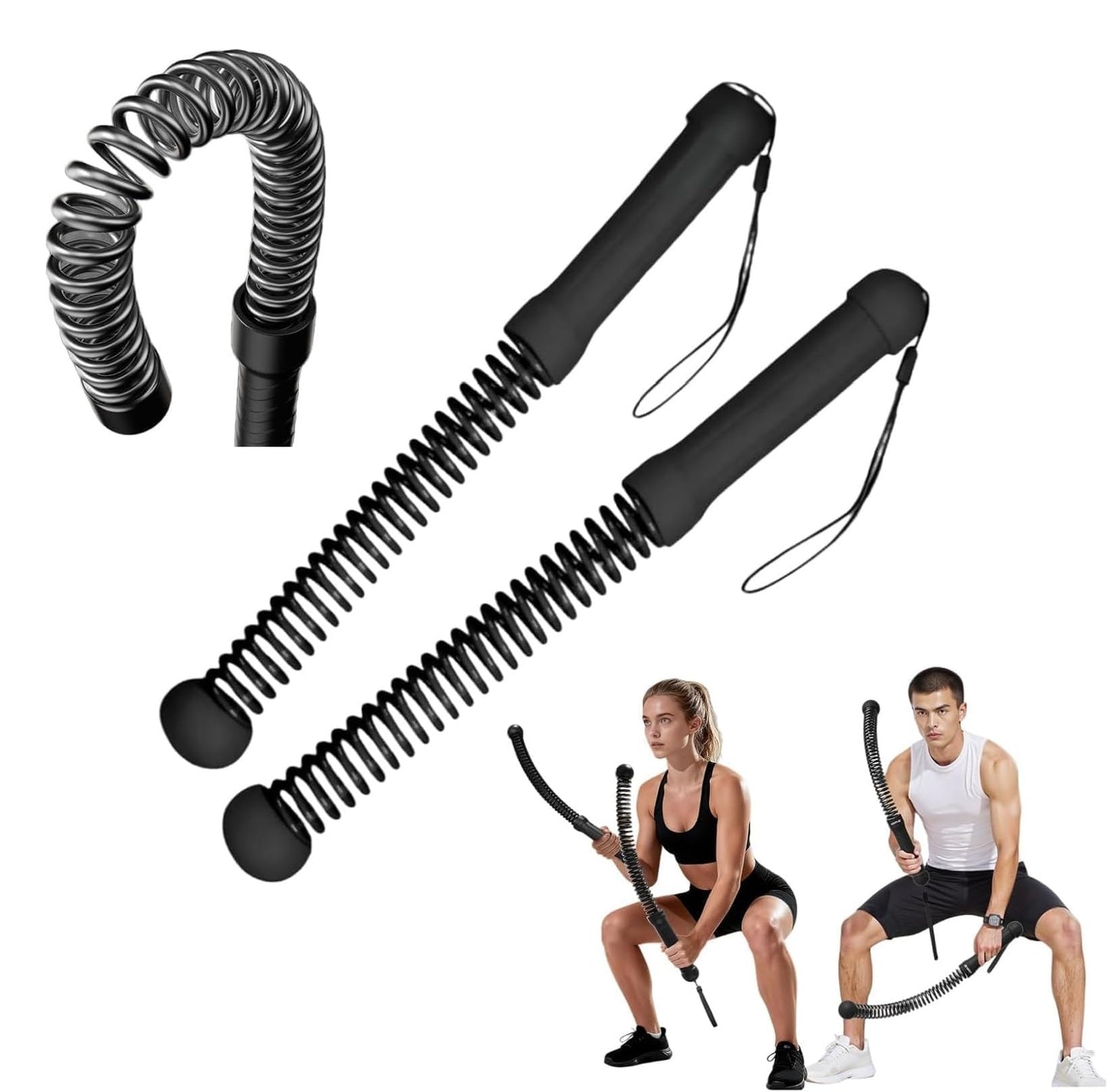 2pcs Weighted Ropeless Battle Ropes for Home Gym, Heavy Duty Weighted Cordless Battle Ropes for Men Women, Portable Exercise Workout Equipment for Strength Building, HIIT, SOGA para Ejercicios