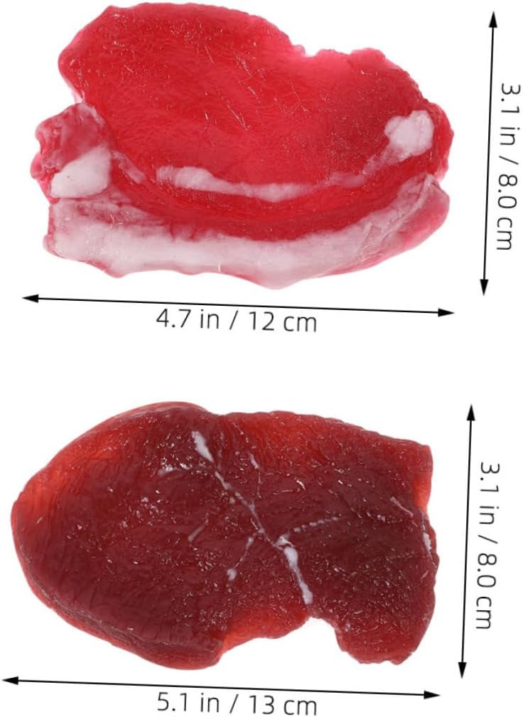 Set 2pcs Veemoon Realistic Fake Pork and Beef Meat Model for Kitchen Decor and Photography Props Lifelike Simulated