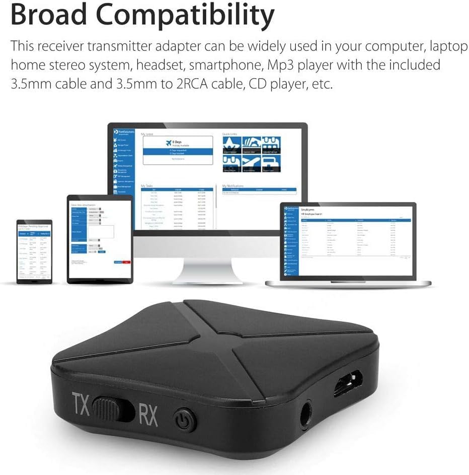 anbaole 5.0 2in1 3.5mm Bluetooth Adapter Transmitter Receiver Wireless AUX aptX Low Latency Adapter Suitable