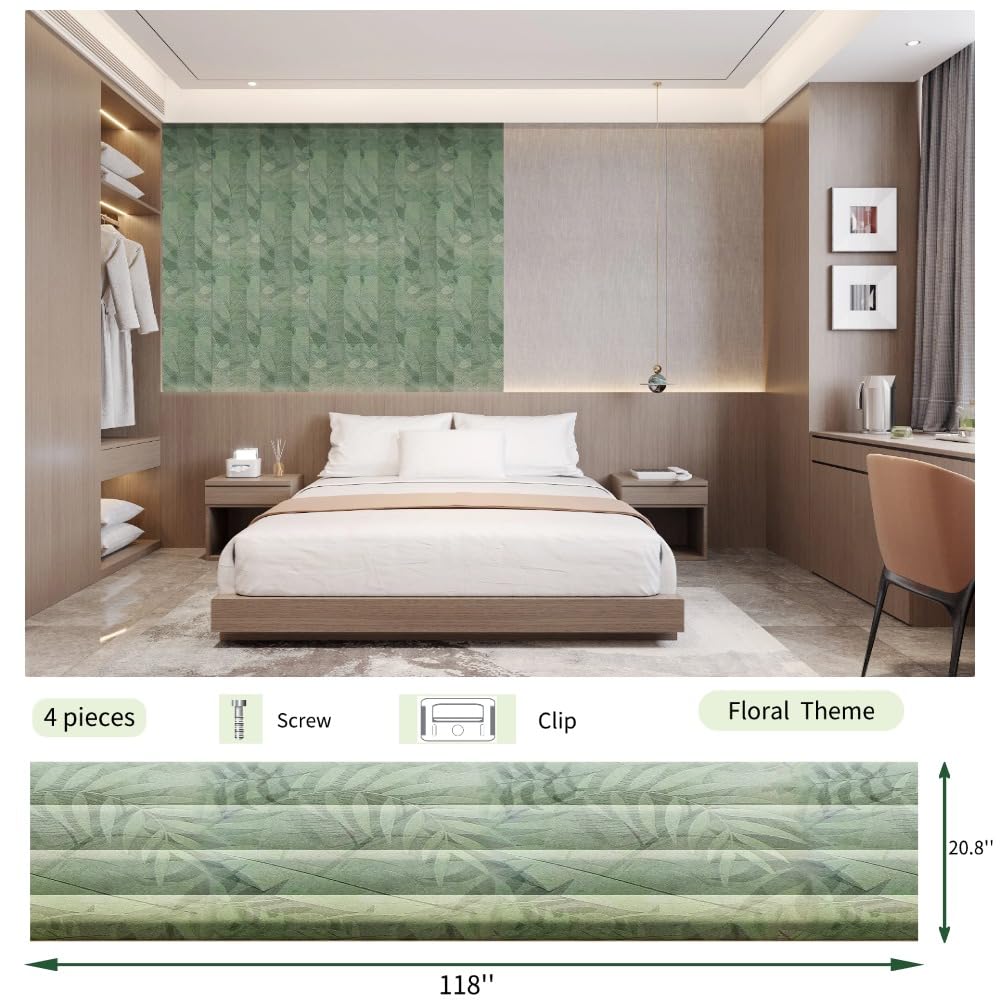 NovaGrid Panel 4PCS 3D Groove Texture Panel Sound Insulation Flat Noodles Wall Panel Solid Core Design, Suitable for Interior Decoration118"x5.11" (Forest Theme)