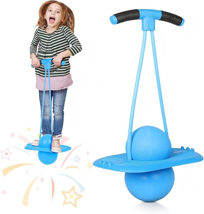 FAHKNS Pogo Ball for Kids - Sturdy Pogo Stick Alternative，Jumping Toy for Ages 4-12 with Handle，Safe Hopper Ball for Outdoor Play, Boys & Girls