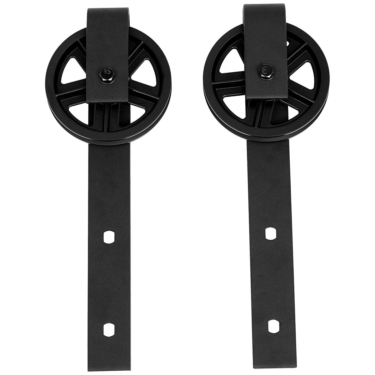 Amazon Basics 6.6 ft Heavy Duty Sliding Barn Door Hardware Kit, Sturdy Big Wheel Design, Easy to Install, Fits 36"-40" Wide Panel, 1-3/8 to 1-3/4 inches Thickness, Black