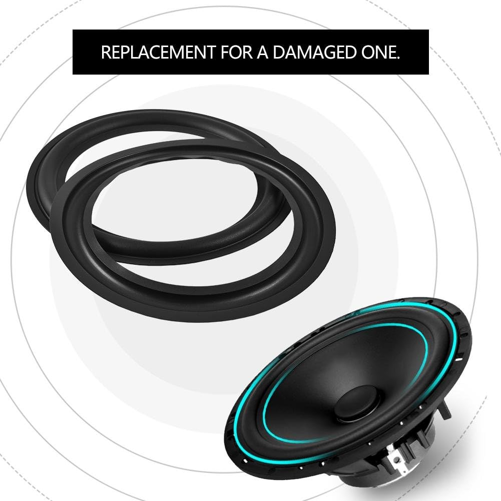 Socobeta 2pcs 8 inches Speaker Rubber Perforated Subwoofer Surround Rings Replacement Parts for Speaker Repair or DIY