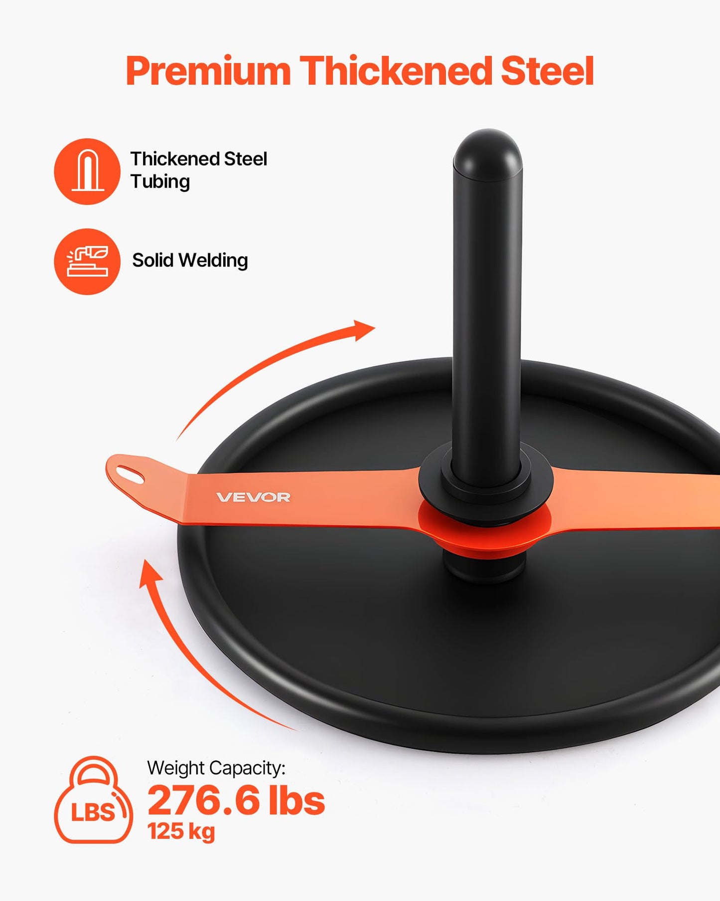 VEVOR Weight Sled, Steel Power Sled, Fitness Strength Training Pull Push Running Sled, Fitness Workout Sled Push Gym Equipment, with Harness, Compatible 2 in Weight Plates, Orange & Black