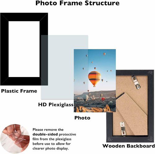 JCJMY 3x5 Picture Frame - Black Tabletop Design with Shatter-Resistant Plexiglass