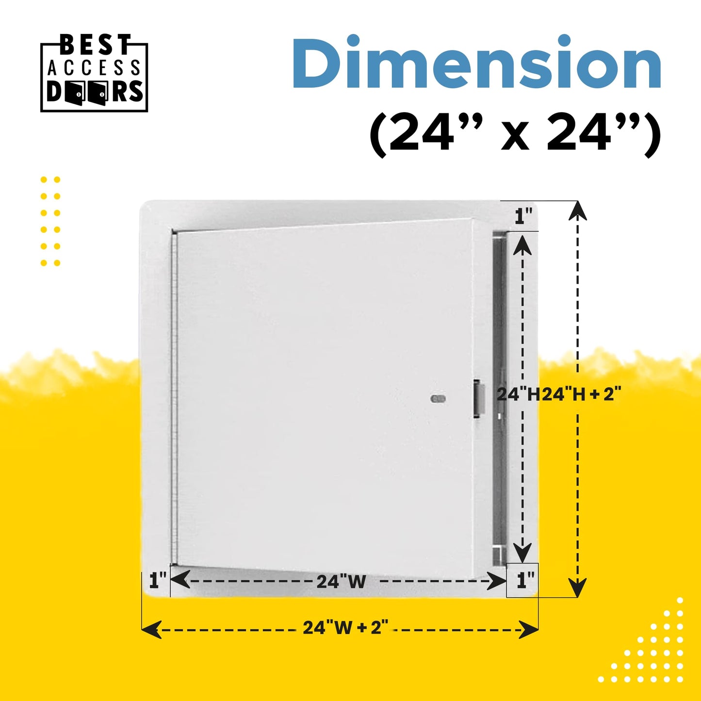 Best 24" x 24" Insulated Fire Rated Metal Access Door with Flange – 20-Gauge Galvanneal Steel Wall Access Panel, 2" Mineral Wool Insulation, White Powder-Coat Finish, LEED Compliant, BA-FRI