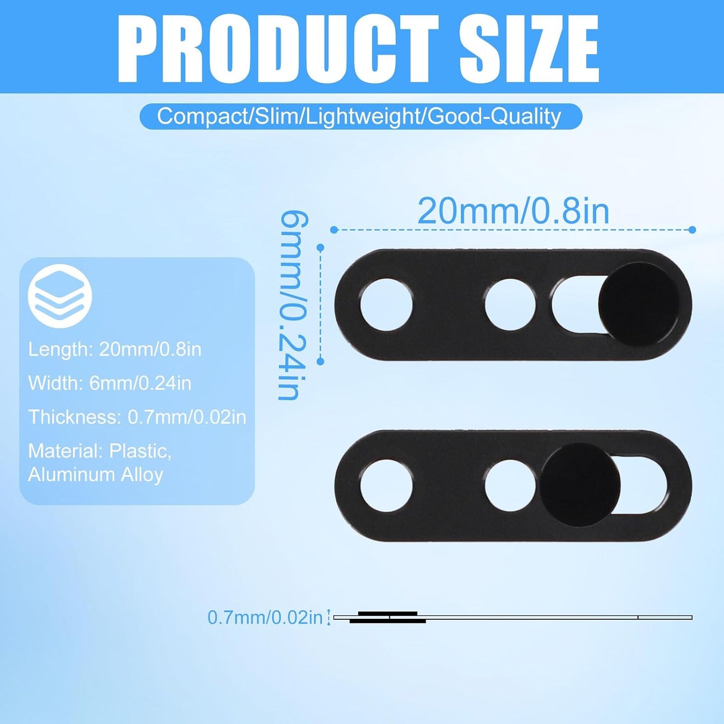 Fukaisu 2pcs 17/17p/17pm/16/15/14p, Front Camera Covers for iPhone Ultra Thin Selfie Phone Webcam Cover Slide Front