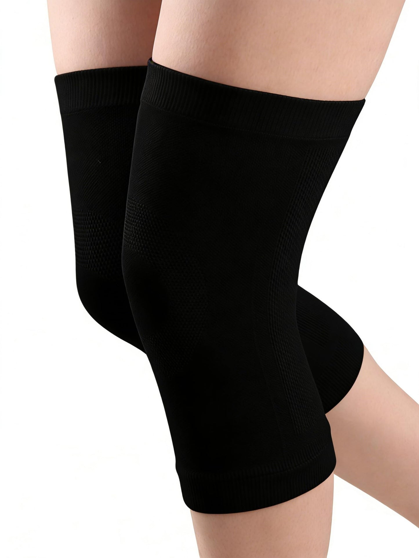 1 Pair Knee Compression Sleeves for Women & Men, Lightweight Thin Knee Sleeves for Knee Pain Relief, Knee Warmers Knee Brace Undersleeve Dancer Knee Pads, Knee Brace for Women Daily Use, Vendas Para Rodillas (Black, Large)