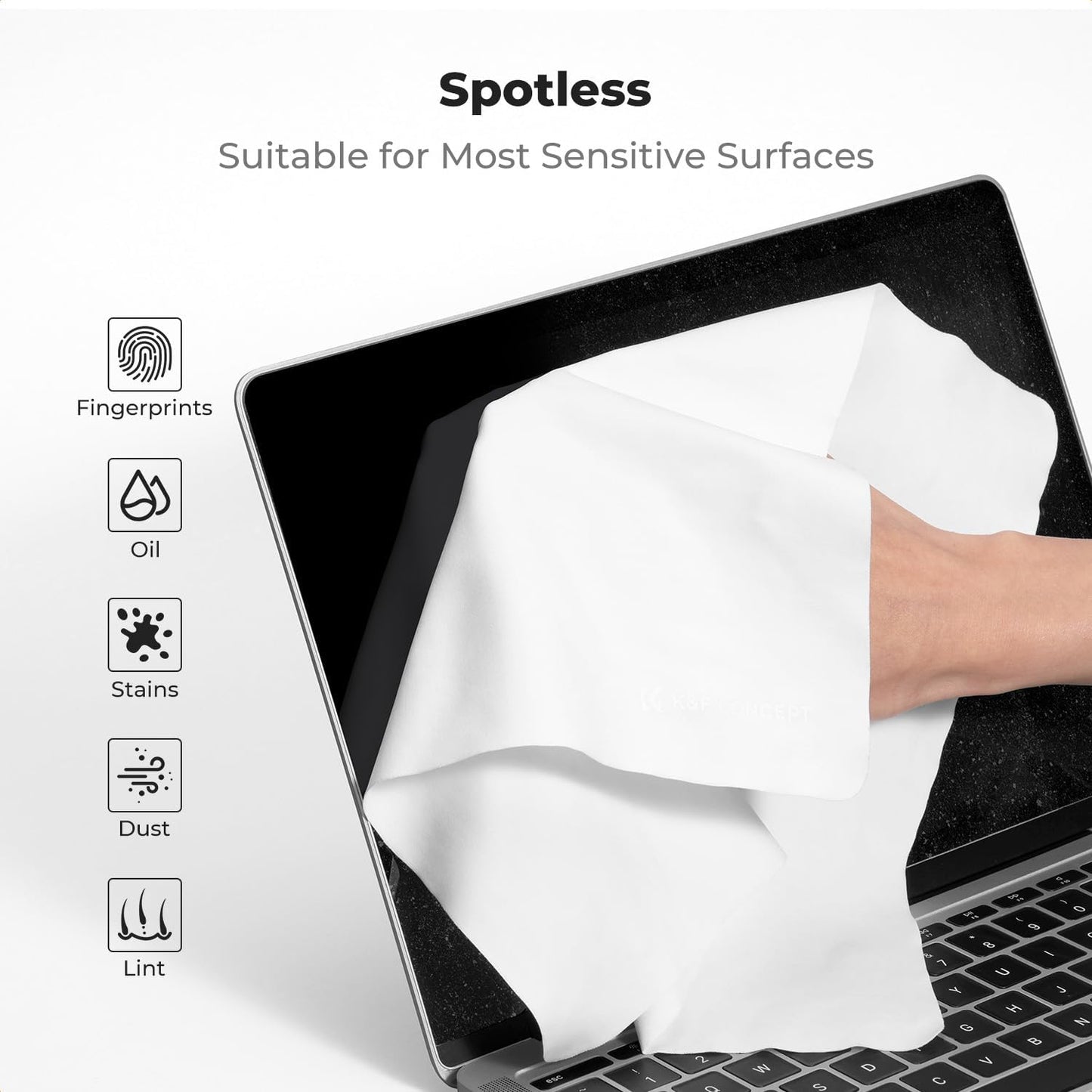 3 Pack 12x12inWashable Headsets, K&F Concept Microfiber Lens Cleaning Cloths Reusable Vacuum Wrapped Glasses