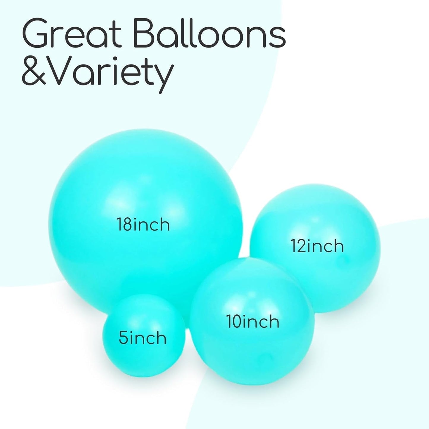 Skiennix Teal Balloon Arch Kit - 120pcs Turquoise Balloons in 5-18 Inch Sizes for Weddings, Baby Showers, and Parties