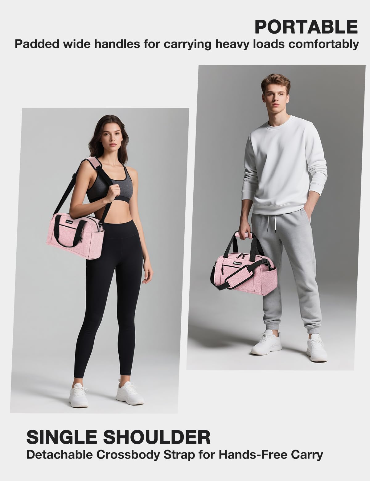 Noozion 14 inch Small Gym Bag for Women & Men, Lightweight Carry On Mini Duffle Bag with Multiple Pockets, Sports Bag for Travel and Workout.