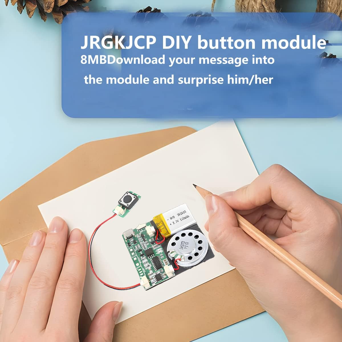 JR 8M MP3 Press-Button Control Activated Recordable PCB Sound Module USB Downloadable Sound Module for Crafts