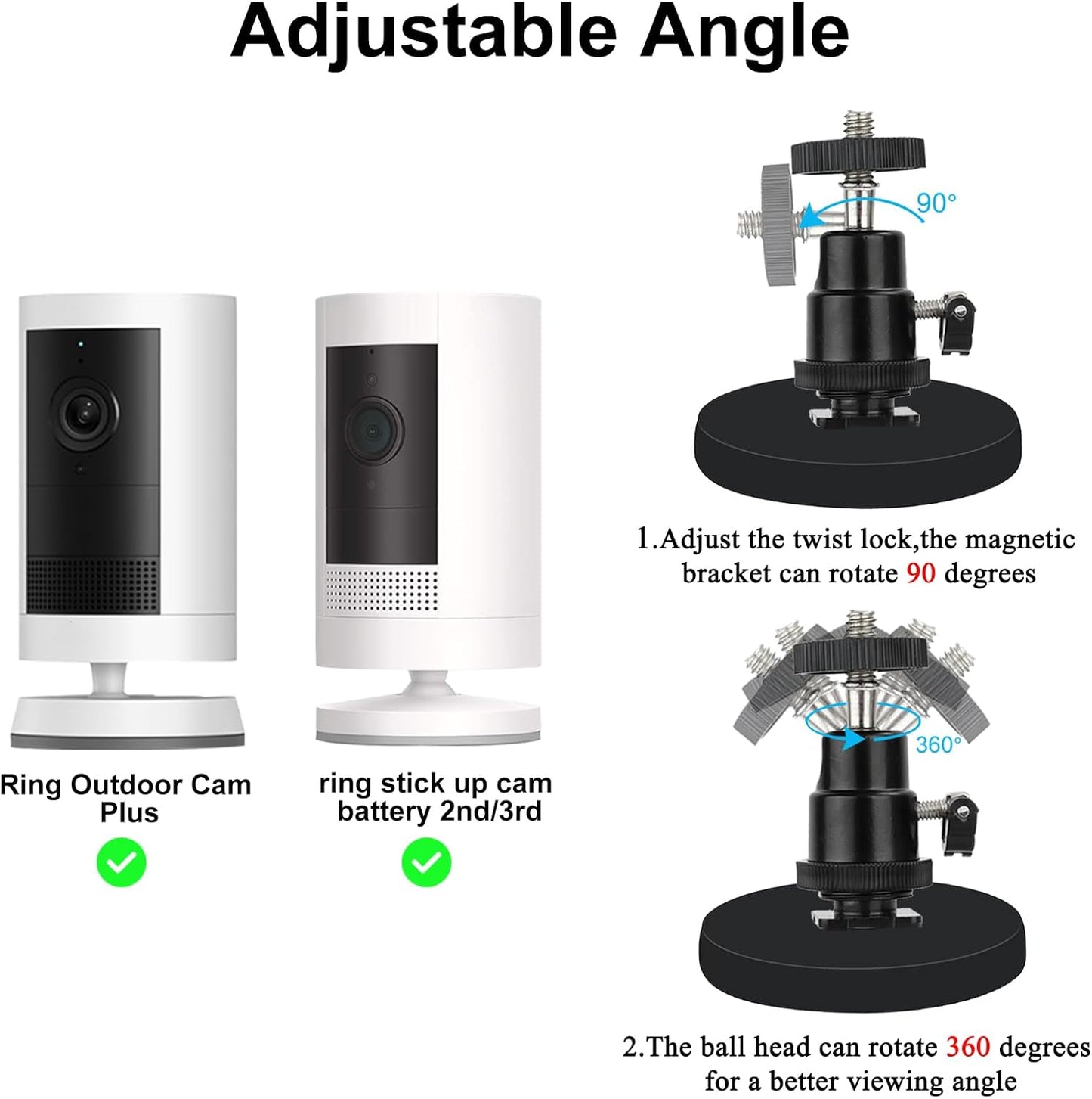 VVHOOY 2Pack Battery(2nd, 3rd), Magnetic Camera Mount Compatible with Ring Stick up Cam Ring Outdoor Cam Plus,Outdoor