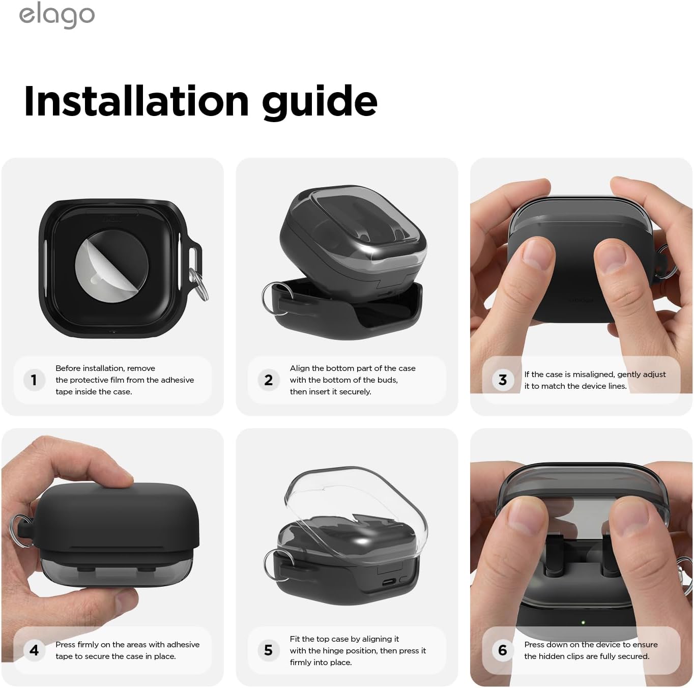 elago 4 4 Compatible with Samsung Galaxy Buds Pro Case & Galaxy Buds Case, Duo with Carabiner, Premium Silicone + TPU
