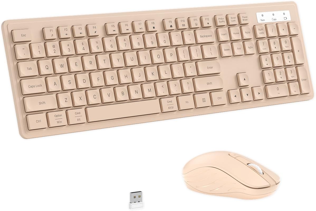 Links9+ 2.4GHz PCMilk Wireless Keyboard and Mouse, Cordless Keyboard Mouse Combo, Optical Mouse, Plug and Play USB