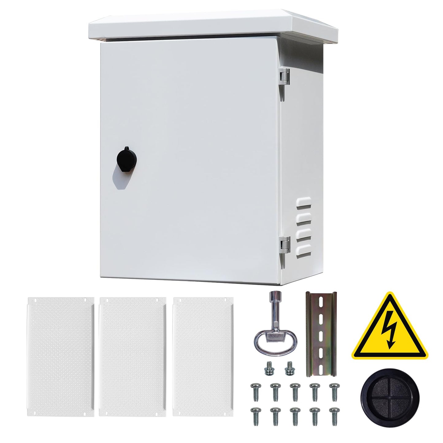 SWPEC Nema Enclosure with Rain Hood Weatherproof Junction Electric Breaker Box with Fan-Vent Design Electrical Cabinet with Mounting Track Hole in Back 16X20X12