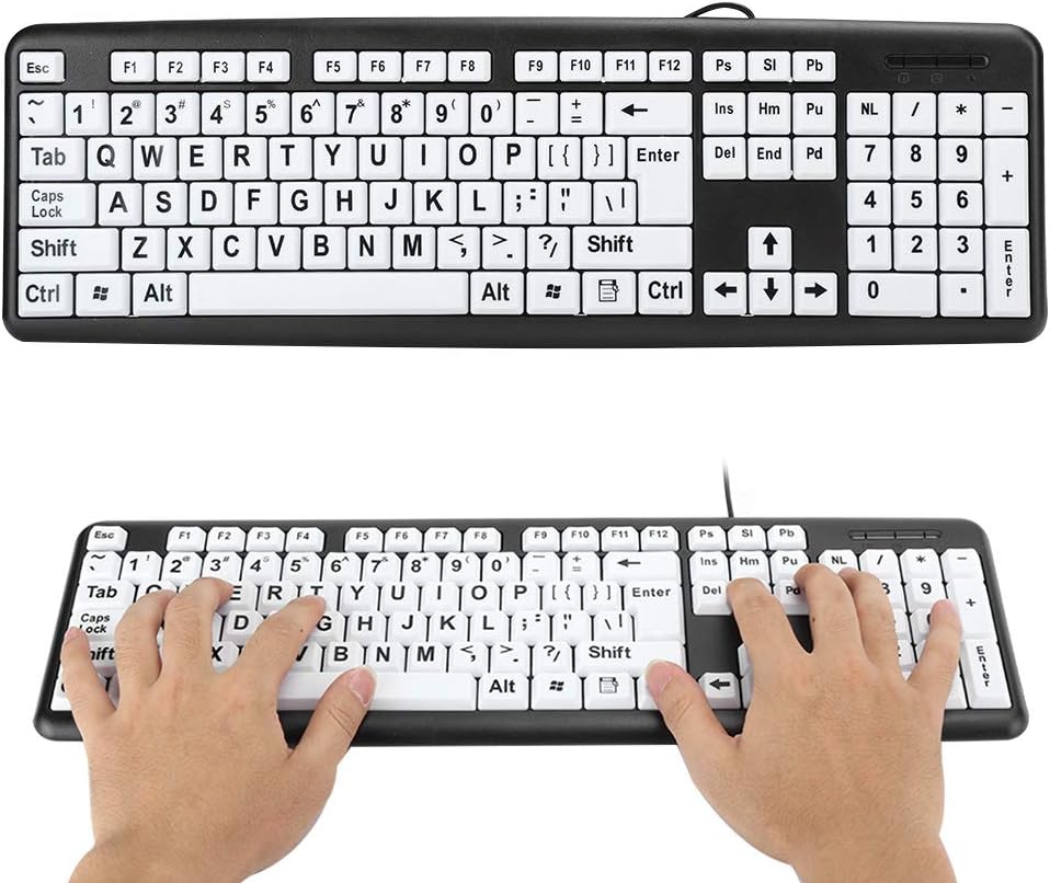 Kafuty-1 Large Print Computer Keyboard Wired Large Letter Key Keyboard USB Low Vision Keyboard with Oversized Print