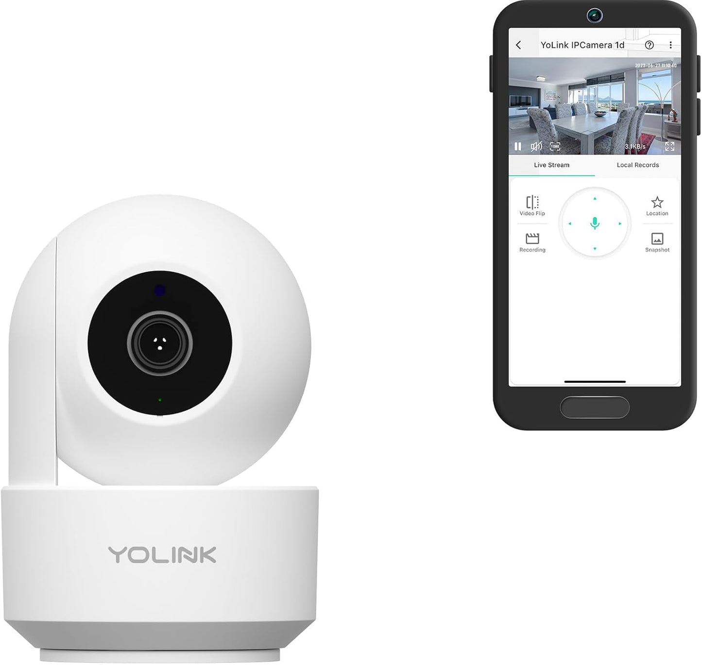 YoLink 2.4G 1080p 2-Way 64G 360 Uno WiF Wireless Home Security Camera Indoor, for Baby and Pet Monitor, Dog Camera