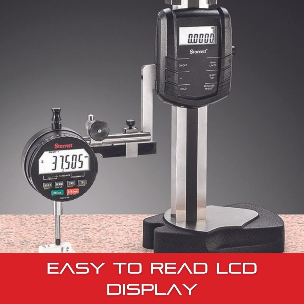 Starrett Electronic Digital Height Gage, SPC Output with Scriber - 0-24" Range, .0005" Resolution, Manual On/Off, Large LCD Display - 3754-24/600