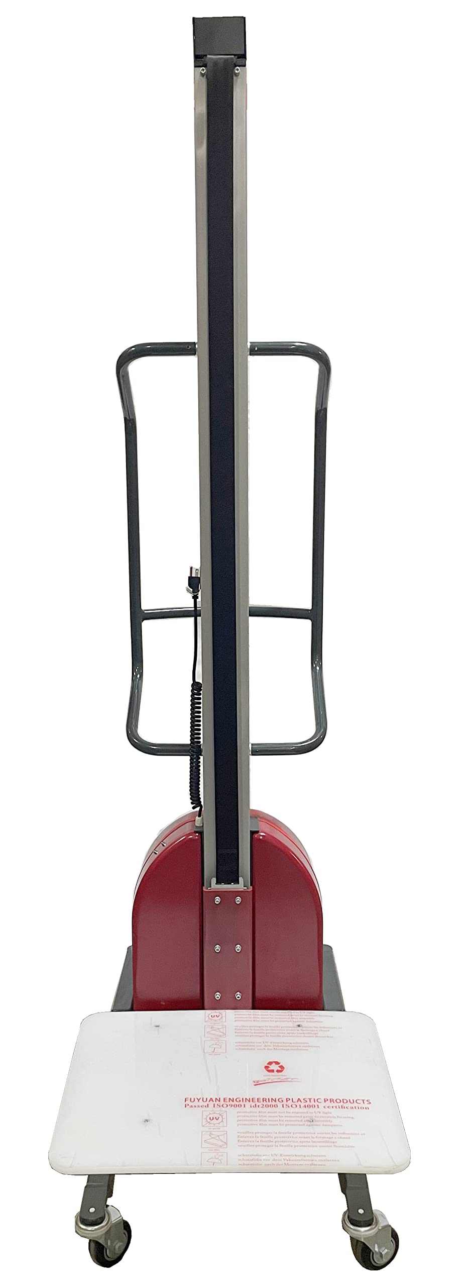Electric Lift Work Positioner Truck, 330 lbs Capacity, 59" or 67" Lift Height, Belt Pulling System, Steel, Lightweight, Quiet and Easily Maneuverable (330lb 67" Raised Platform Height)