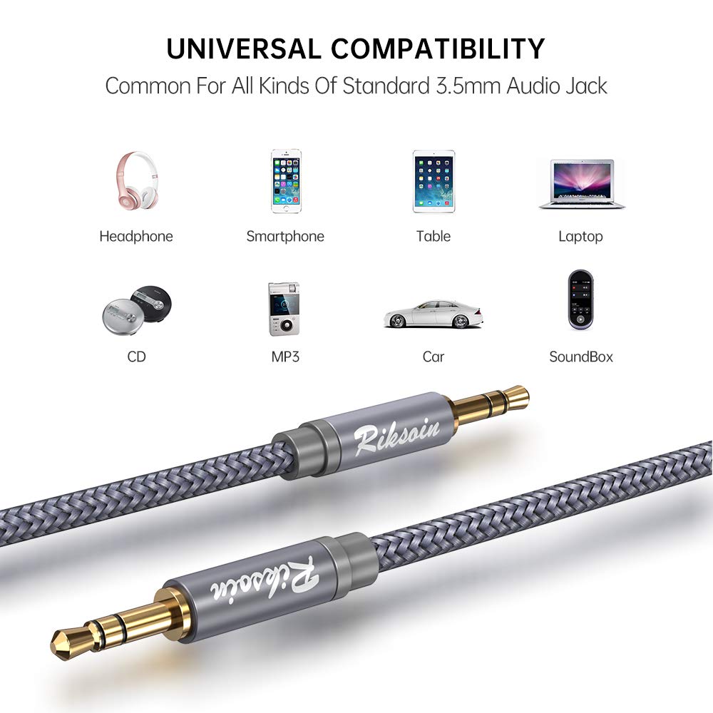 Cord-3.5mm 3 Pack 3.5mm Stereos,Mp32ft+4ft+10ft,Grey Aux Male to Male Auxiliary Audio Cable [Shielded,Hi-Fi] Audiophile
