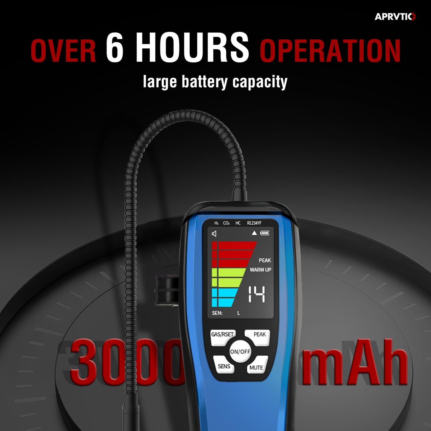 Refrigerant Leak Detector, Aprvtio ALD-200 3-in-1 Freon Leak Detector Tester A3 A2L A1 Refrigerants Compatible, Rechargeable, Multipule Alarm, Heated Diode Sensor for HVAC R32 R454B R410A R134A R290