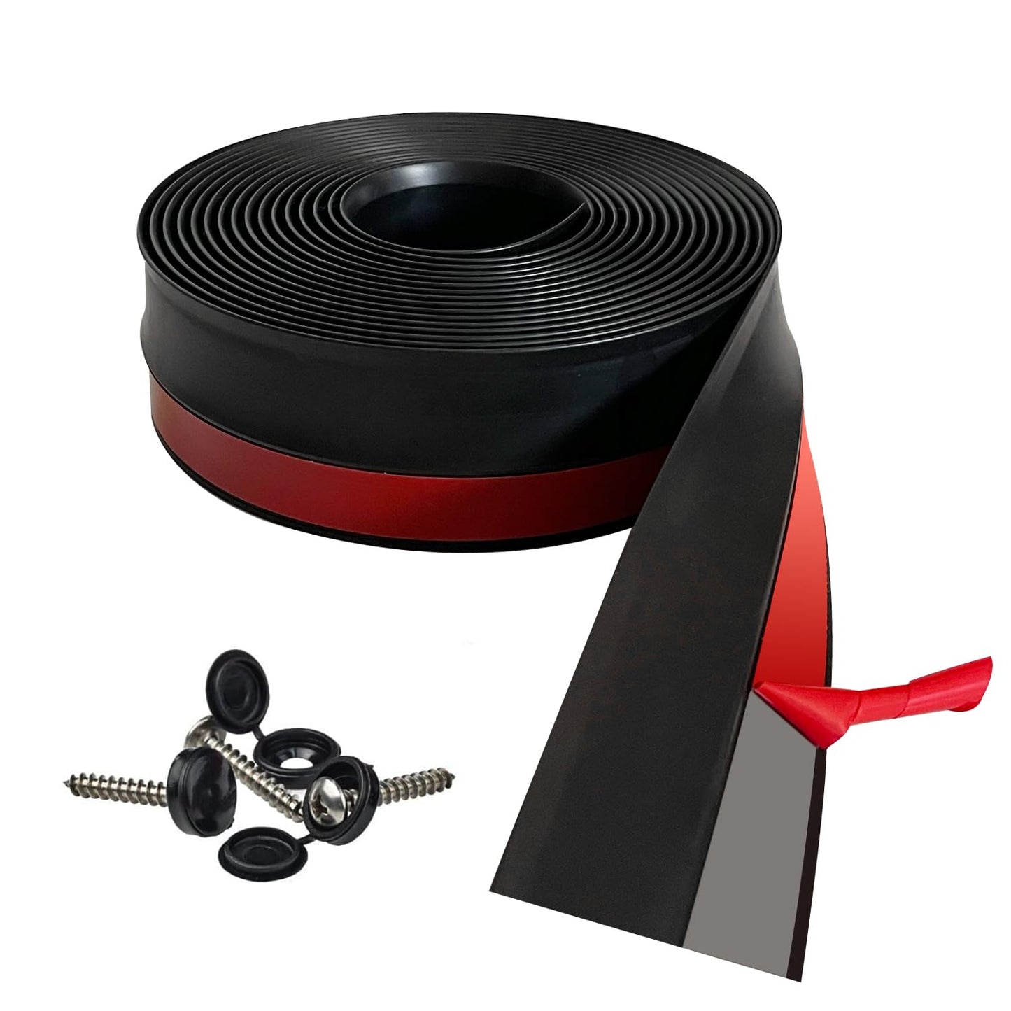 Garage Door Seal Top and Sides Seal Strip, 40FT Universal Garage Door Weather Stripping, Durable Garage Door Bottom Seal Replacement with Adhesive Backing and Screws (Black, 40FT)