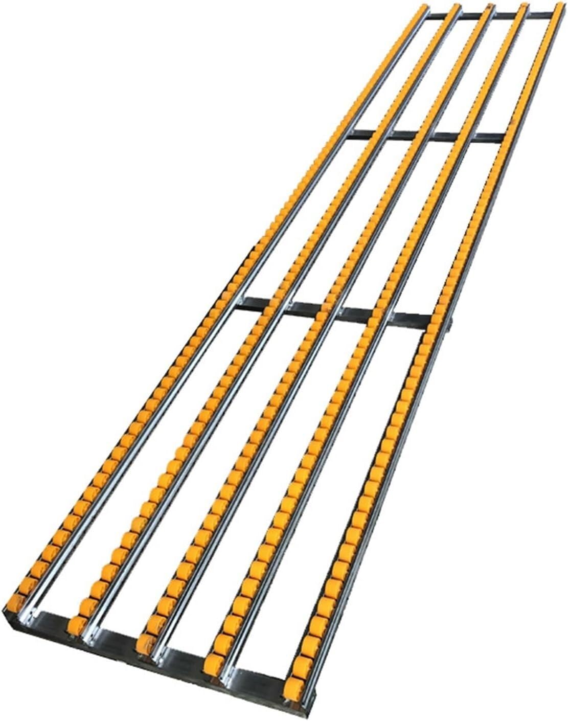 Light-Duty Conveyor for Warehouse Freight, Portable ABS Plastic Roller Table with 2 Slides, 200cm Long, Ideal for Factories and Material Handling Solutions
