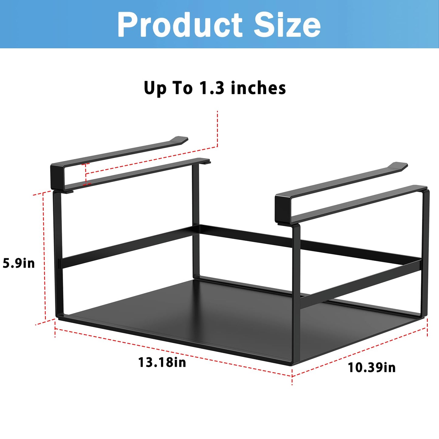 Fengone Under Shelf Storage Basket Organizer Hanging Holder for Kitchen, Pantry, Desk, Bookshelf, Cabinet Heavy Duty Slide-in Hanging Storage Basket (Black Small)