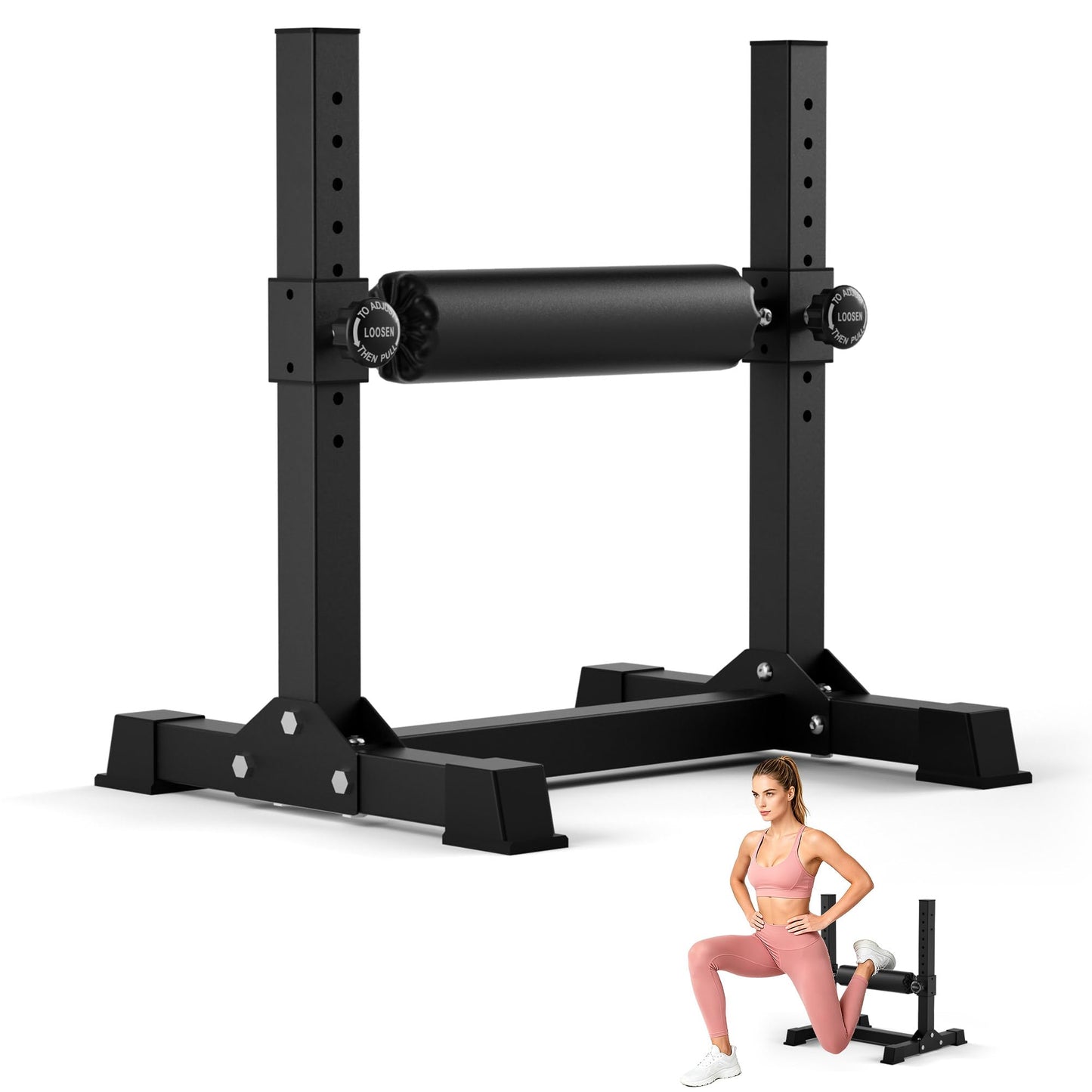 TRAKMAXI Bulgarian Split Squat Stand, 9-Level Adjustable Height Leg Roller, Home Gym Equipment for Single Leg Squat & Lunge Lower Body Strength Training, 350lb Weight Capacity