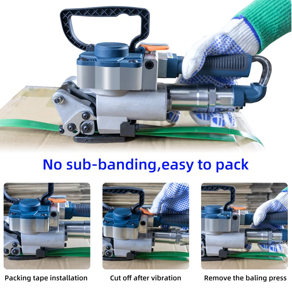 HIGHTOP B19 Pneumatic Strapping Tool Packaging Strapping Machine No Sub-Banding Handheld Strapping Machine for PP &PET Belt Width 1/2" 3/4"
