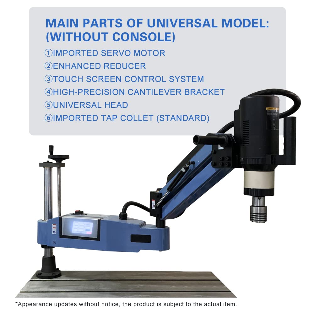 US Stock M3-M16 Electric Tapping Machine Tapper Tapping Arm Universal 360 Degree 9PCS ANSI Collets Included