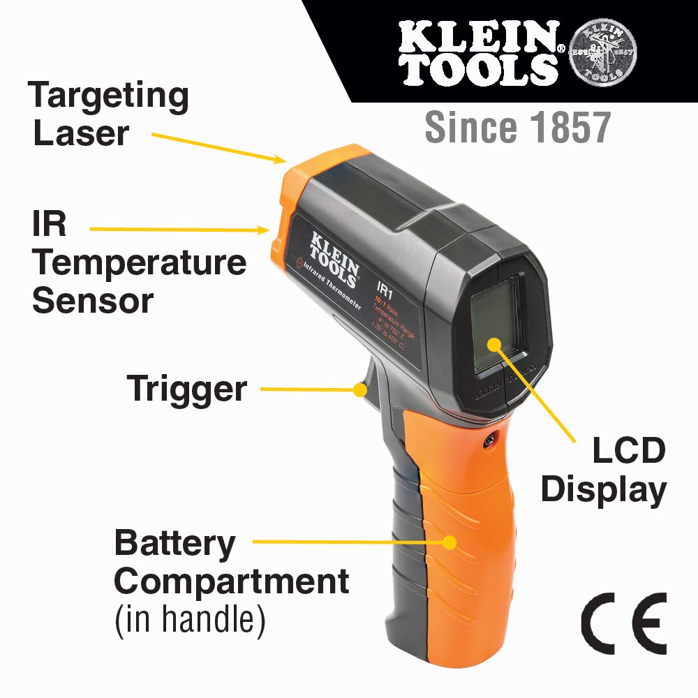 Klein Tools 80067 Electrical Test Kit with IR Digital Thermometer, Multimeter, Non-Contact Voltage Tester Pen and Receptacle Tester, 4-Piece