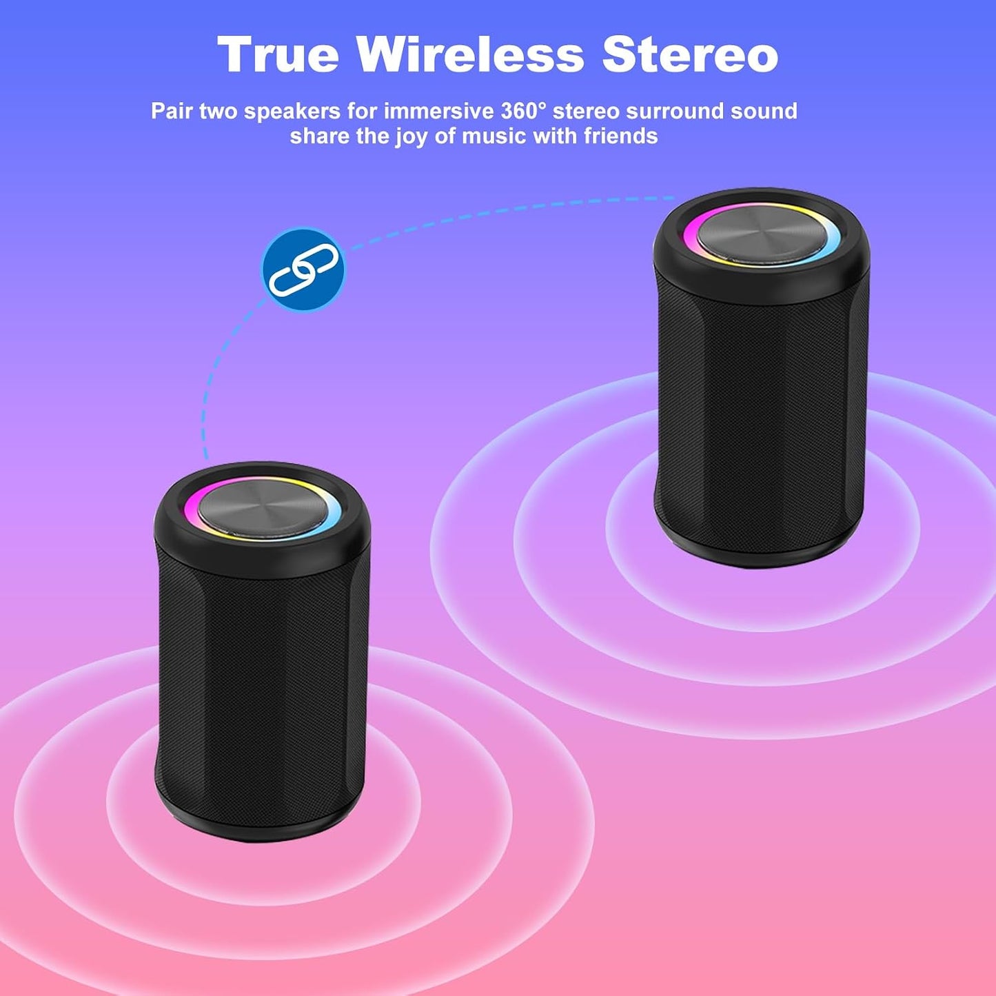 CofunKool 5.4, Small Portable Bluetooth Speaker with RGB Light, Clear Stereo Sound, Wireless Speaker Bluetooth TWS