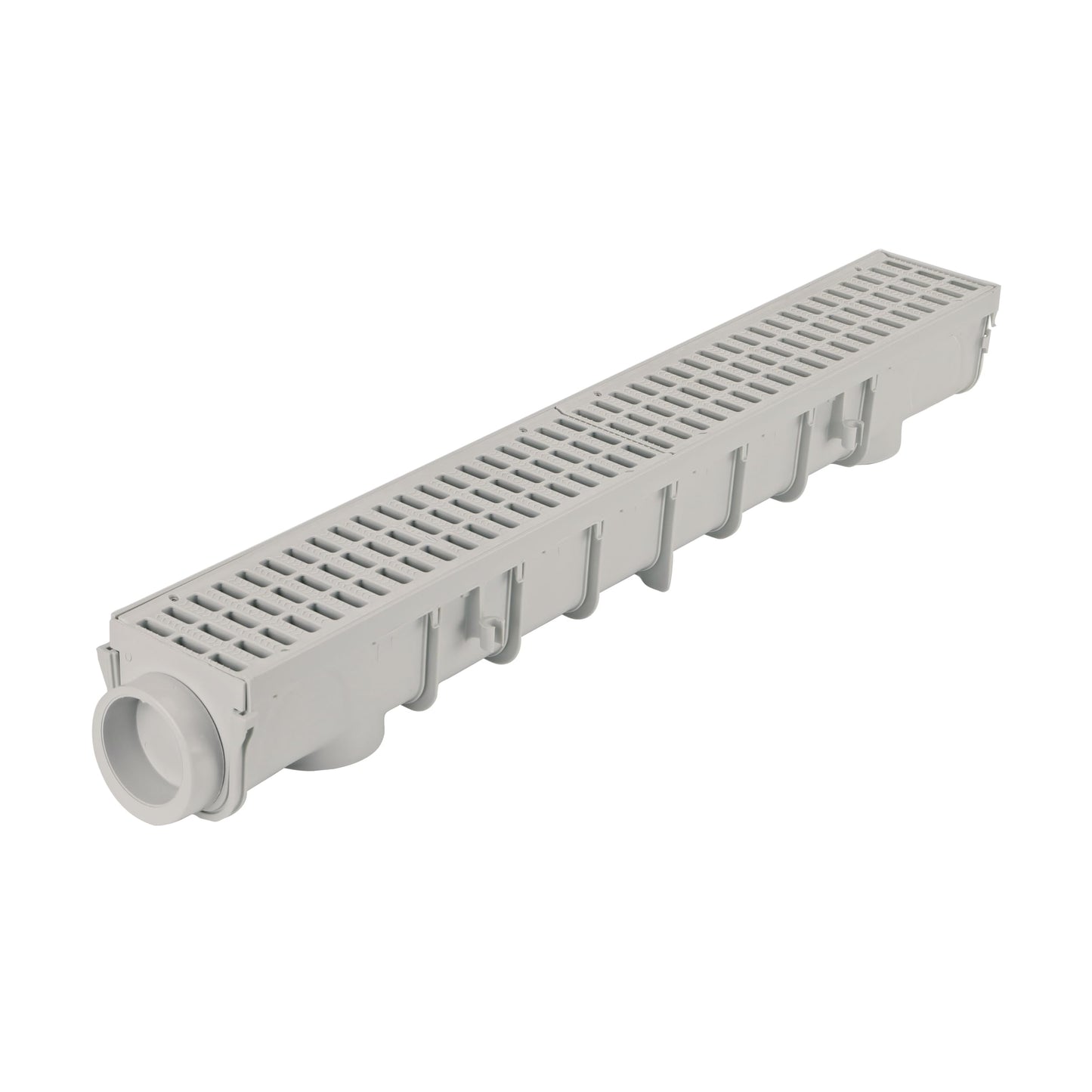 NDS 5” Pro Series Deep Profile Channel Drain Kit With HDPE Plastic Grates and End Caps, Trench & Channel Drainage For Driveway, Patio, Pool Deck, Courtyard, 5.5” x 39.4”, Gray