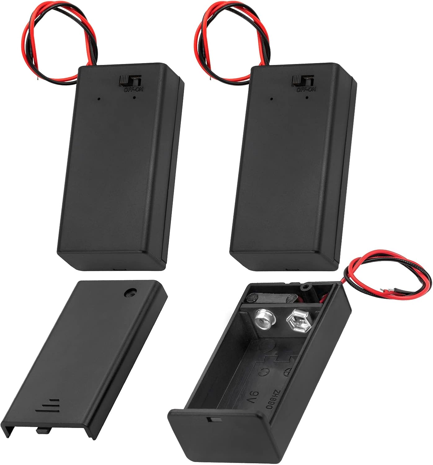 DAIERTEK 9V 9 9V 9 -3Pack Battery Holder, Volt Battery Holder with ON/Off Switch Cover Lead Wires Battery Box Volt