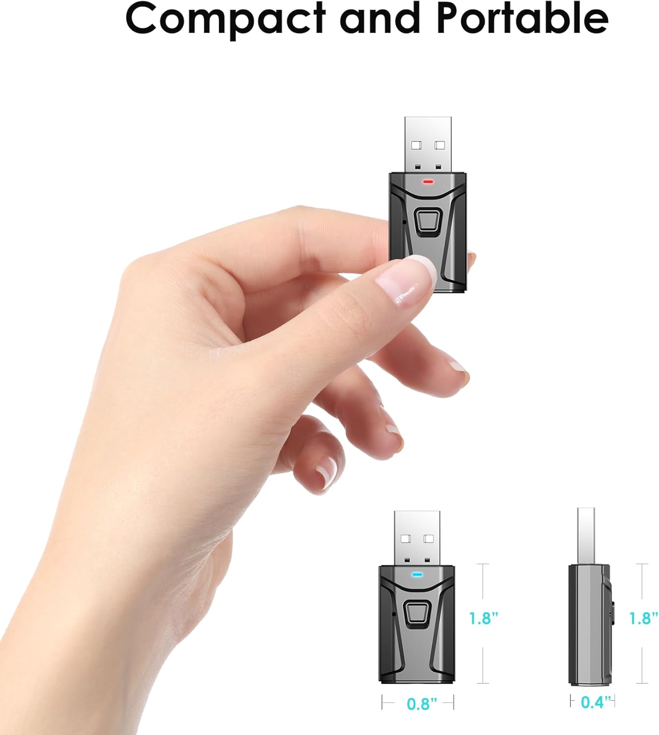 Tsnam 3.5mm USB Bluetooth Adapter for Car, Bluetooth Transmitter Receiver Plug & Play, AUX Wireless Audio Adapter